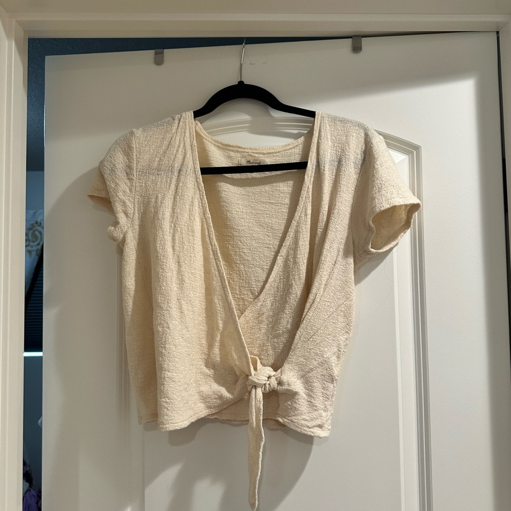 Madewell Cream Tie-Front Blouse